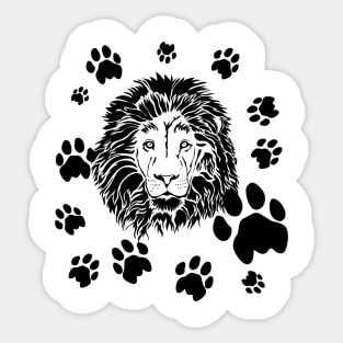 Lion's Face with footprints Sticker